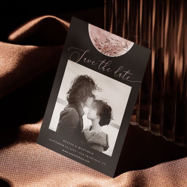 Save The Date Lune Mystique | Photo de mariage cosmique noir élé (Créateur téléchargé)