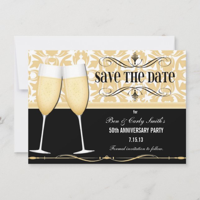 Save The Date Lunettes de champagne Enregistrer la date Invitati (Devant)