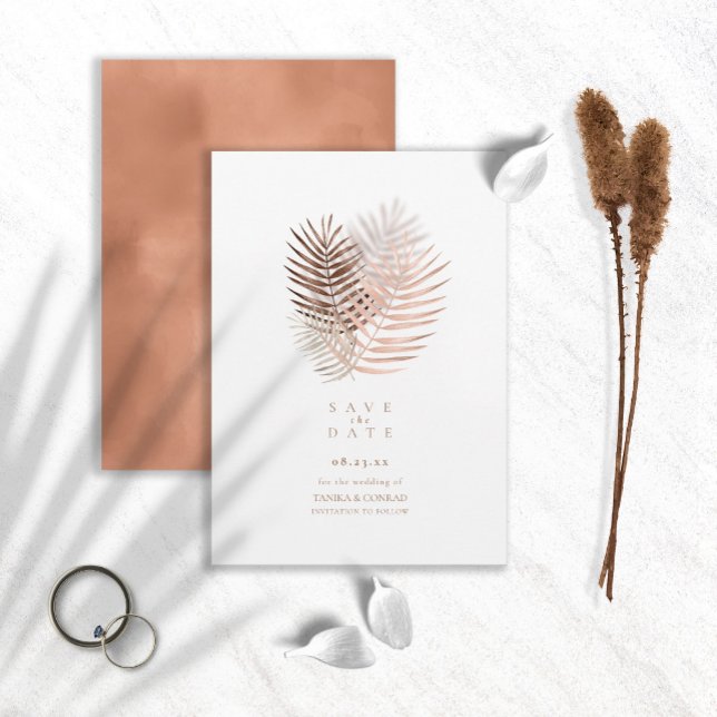 Save The Date Lush Palm Leaf Mariage Terra Cotta ID956 (Créateur téléchargé)