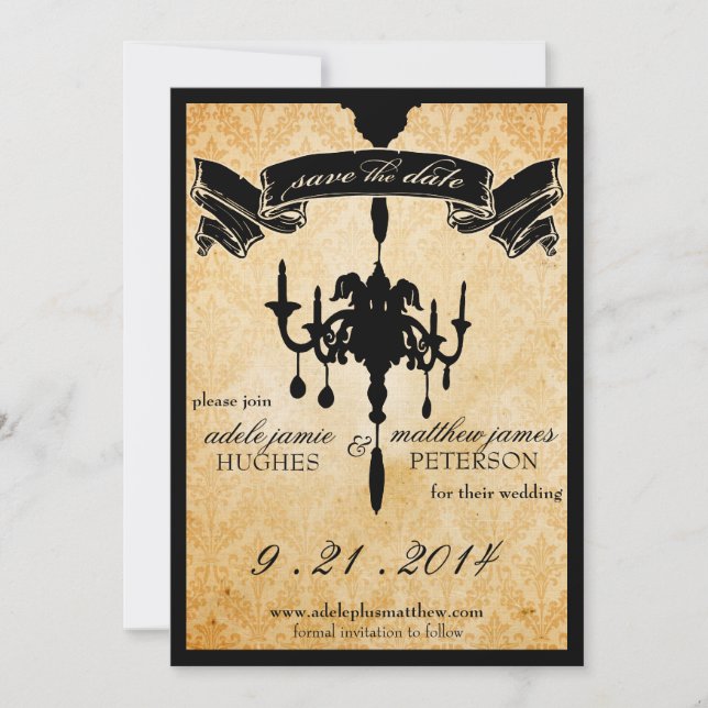 Save The Date Lustre victorien ・ noir & crème Enregistrer la dat (Devant)