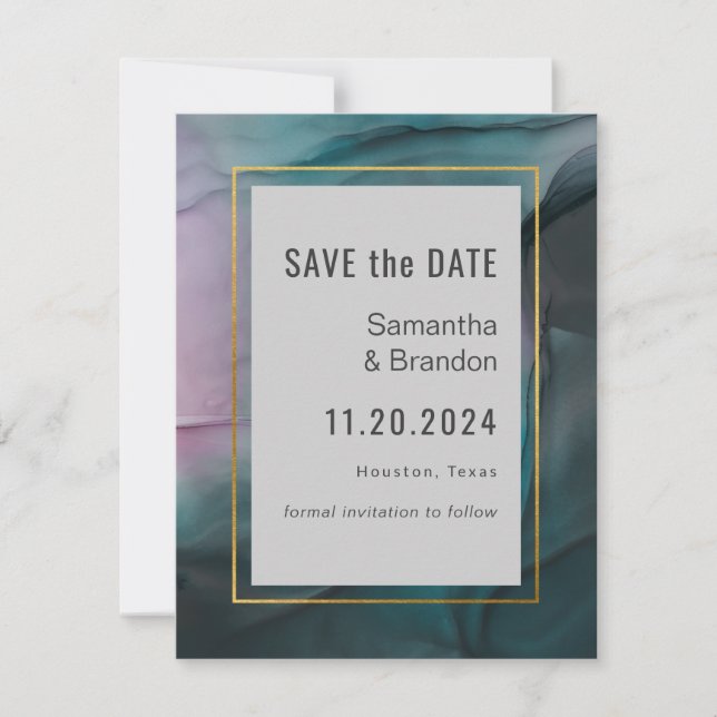 Save The Date Luxe Jewel Tones Enk Wash Wedding Enregistrer la d (Devant)