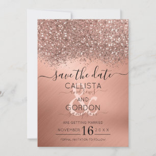 Save The Date Luxueux Confettis métallisés Rose Gold Pailletés M
