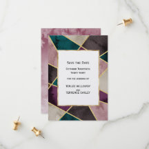 Luxurious Gold Geometric Green Purple Wedding