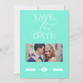 Save The Date Luxurious Iconic Light Blue Photo Exquisite Script
