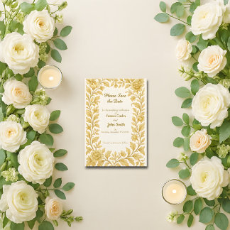 Save The Date Luxury Gold Floral Économisez la date
