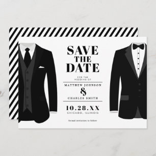 Save The Date M. & Mr. Modern Black Mariage Tux - Enregistrer la