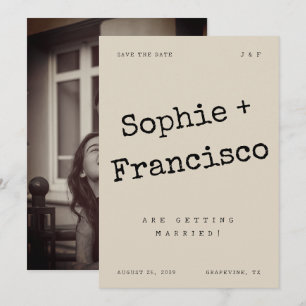 Save The Date Machine à écrire vintage typographie rétro mariage