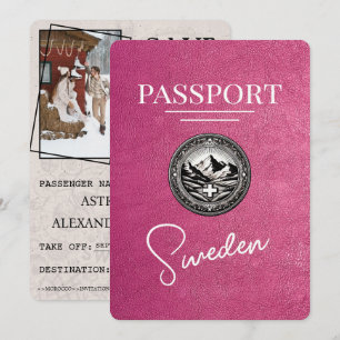 Save The Date Magenta Rose Suède Passeport Enregistrer La Date