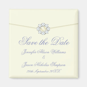 Save the Date Magnet-Elfenbein mit Perle u. Magnet