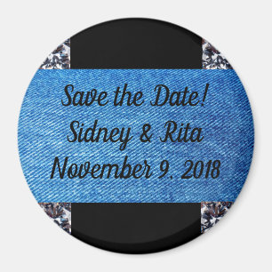 Save the Date Magnet für Denim u. Diamanten