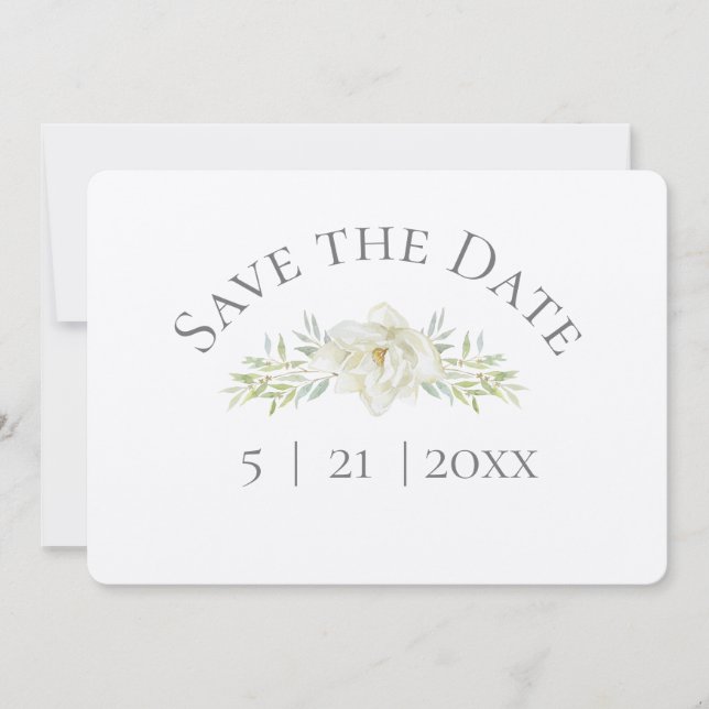Save The Date Magnolia blanche Sauvez la date avec photo (Devant)