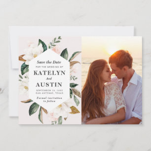 Save The Date magnolia blush floral photo enregistrer la date