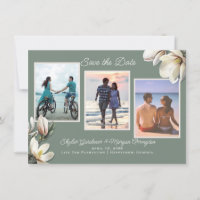 Magnolia Flowers Trois mariage photo Sauvez la dat