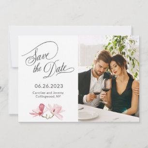 Save The Date Magnolias rose Photo Enregistrer la date