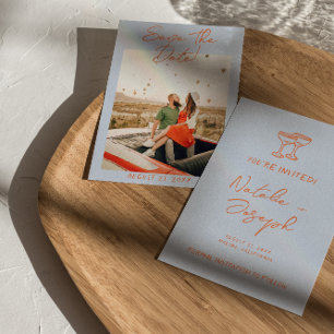 Save The Date Main colorée dessinée Bright Retro Mariage photo