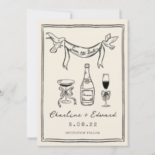 Save The Date Main Drawn Funky Handwriting Enregistrer la date