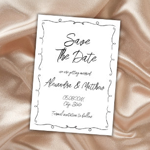 Save The Date Main Tirée Whimsical Noir Et Blanc