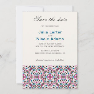 Save The Date Mandala de mariage géométrique en treillis marocai