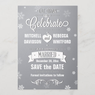 Save The Date Mangez Boire et Célébrez Winter Grey Enregistrer l