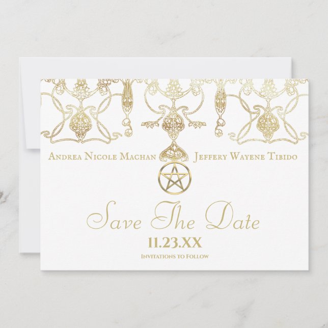 Save The Date Manipulation élégante de Pentacle Or (Devant)