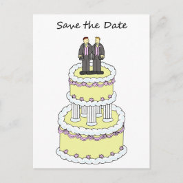Save the Date männliches Paar auf dem Kuchen Ankündigungspostkarte