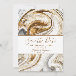 Save The Date Marbre Abstrait Brown gris moderne élégant
