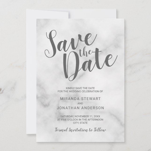 Save The Date Marbre blanc élégant classique mariage Enregistrer (Devant)