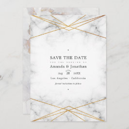 Save The Date Marbre d'or Mariage géométrique photo