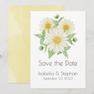 Save The Date Marguerites Typographie florale jaune blanc