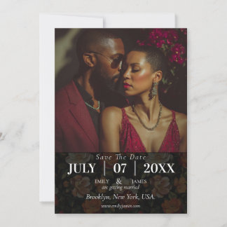 Save The Date Mariage à fleurs Rose Fleur sauvage classique