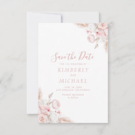 Save The Date mariage à fleurs rose moderne et poussiéreuse
