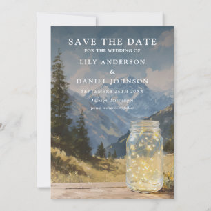 Save The Date Mariage à jarre de maçon rustique bohème aquarelle