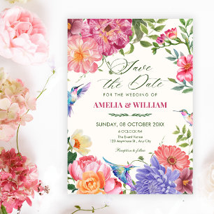 Save The Date Mariage à la floraison florale artistique