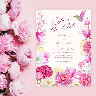 Save The Date Mariage à la floraison florale rose