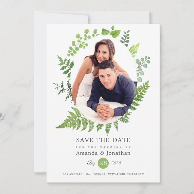 Save The Date Mariage à l'aquarelle en forêt de bois verdoyant (Devant)