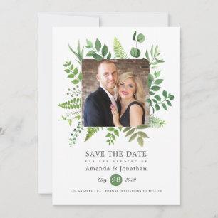Save The Date Mariage à l'aquarelle en forêt de bois verdoyant