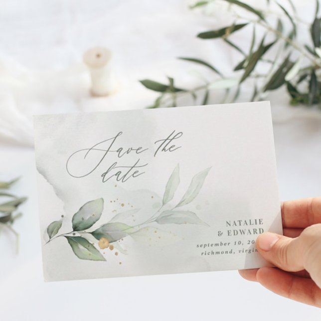 Save The Date Mariage à l'aquarelle et or métallisé (Créateur téléchargé)