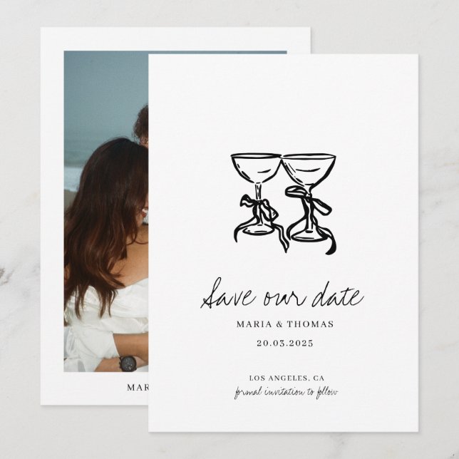 Save The Date Mariage à main moderne Enregistrer la date (Devant / Derrière)