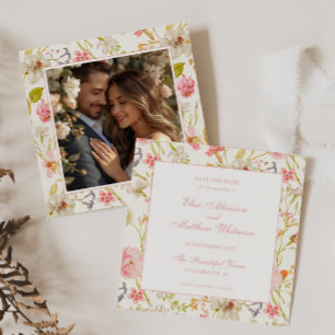 Save The Date Mariage à motif floral vintage
