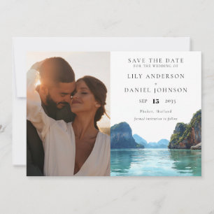 Save The Date Mariage à Phuket en Thaïlande Photo aquarelle