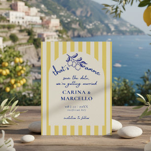 Save The Date Mariage à rayures de citron Amalfi Coast Amore