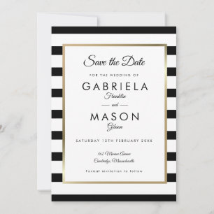 Save The Date Mariage à rayures noires et blanches
