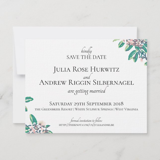 Save The Date Mariage à White Sulphur Springs, Enregistrez la Da (Devant)