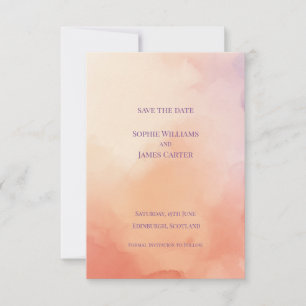 Save The Date Mariage Abstrait Écossais Orange Pêche Coucher de 