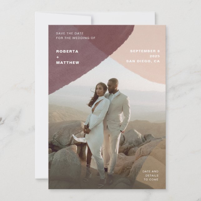 Save The Date Mariage Abstrait moderne de couverture photo Paste (Devant)