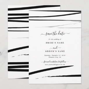 Save The Date Mariage Abstrait noir moderne