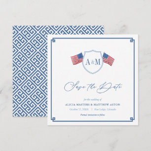 Save The Date Mariage Américain Classique Rouge Blanc Bleu