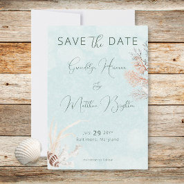 Save The Date Mariage Aqua Ocean Shells