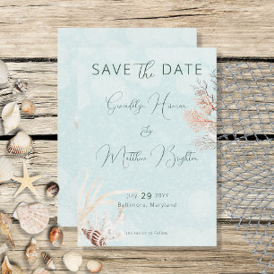 Save The Date Mariage Aqua Ocean & Shells