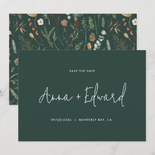 Save The Date Mariage aquarelle botanique vert moderne minimalis
